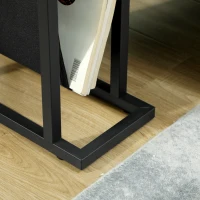 HOMCOM Bijzettafel in Metaal met Stoffen Tas en Glazen Blad, Smalle Tafel voor Woonkamer, Slaapkamer, Zwart(m-8)
