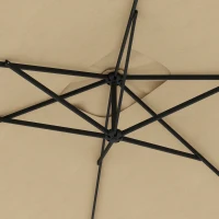 Outsunny 3m Square Canopy Cantilever Parasol, with Cross Base - Beige(m-12)
