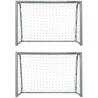 SPORTNOW 8ft x 5ft Football Goal, Set of 2 Football Net for Garden, Training Goal with Ground Stakes, Steel Frame(m-11)