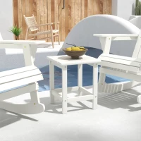 Outsunny Square Coffee Table, HDPE Tabletop and Frame for Porch, Garden, Side Table, 38 x 38 x 46 cm, White(m-10)
