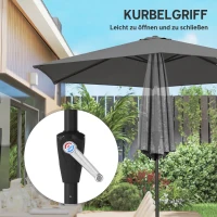 Outsunny Parasol 270 cm knikbaar balkonparasol met slinger UV 50+ tuinparasol donkergrijs(m-7)