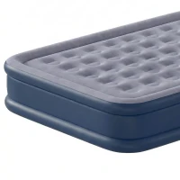 Outsunny Inflatable Mattress, Double Air Bed with Built-in Electric Pump, 3 Mins Inflation, Flocked Surface, Grey(m-12)