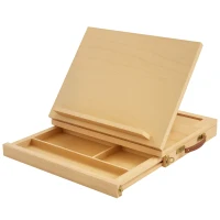 Vinsetto Cavalletto per Pittura Pieghevole in Faggio con Angolazione Regolabile e Cassetto, 33.5x26x26 cm(m-1)