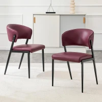 Chaise de salle à manger moderne rembourrée, design épuré, dossier ergonomique, 51x49x78 cm, Rouge(m-1)