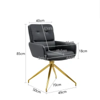 Chaise pivotante de salle, manger style luxe léger européen, lot de 2, patins antidérapants, 55x50x85 cm, Noir+Or(m-3)