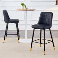 Lot de 2 tabourets de bar hauteur, design moderne et confortable, dossier incurvé et repose-pieds, 42x45x100 cm, Noir(m-5)