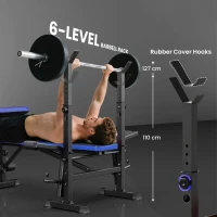 HOMCOM Adjustable Weight Bench with Leg Extension, Barbell Rack, Preacher Curl Pad, Butterfly, Multi-Function Home Gym Bench for Strength Training, Blue(m-5)