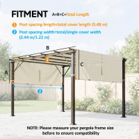 Outsunny 2 Pcs UV Protection Pergola Replacement Canopy, Pergola Shade Cover, Easy to Install, for 3 x 3(m) Pergola, Cream White(m-3)