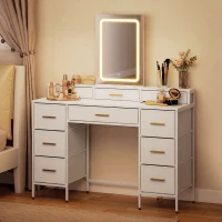HOMCOM Multi-Storage Elegant Dressing Table, with LED Mirror - White(m-10)