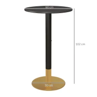 HOMCOM Table de bar ronde table de bistro table de cuisine style contemporain cadre en acier dim. 60L x 60l x 102H cm noir(m-3)