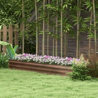 Outsunny Fioriera Rialzata in Metallo da 405L con Fondo Aperto, 240x60x30 cm, color Legno Scuro(m-10)