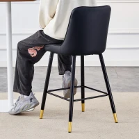 Lot de 2 tabourets de bar hauteur, design moderne et confortable, dossier incurvé et repose-pieds, 42x45x100 cm, Noir(m-1)