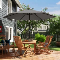 Outsunny Parasol 270 cm knikbaar balkonparasol met slinger UV 50+ tuinparasol donkergrijs(m-9)