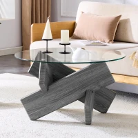 Table basse ronde, design moderne, facile à nettoyer et stable, 79x79x45 cm, Transparent(m-4)