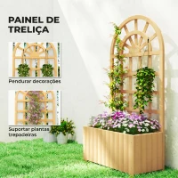 Outsunny Floreira com Treliça de Madeira para Plantas Trepadeiras com Orifícios de Drenagem Floreira Elevada 60x30x120 cm Madeira(m-4)