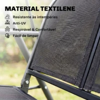Outsunny Baloiço de Jardim Exterior de 3 Lugares com Toldo Reclinável Assento Respirável e Estrutura de Aço 175x118x159 cm Preto(m-7)