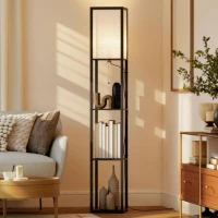 HOMCOM vloerlamp verlichting E27 tot 40 W met 3 planken voor woon-/slaapkamer hout(m-2)