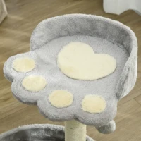 PawHut Tiragraffi per Gatti con Lettini, Corda in Juta e Peluche, 41x41x44 cm, Grigio Chiaro(m-7)
