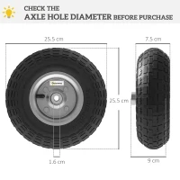 Outsunny Set de 2 anvelope pneumatice de schimb, cu alezaj de 16 mm pentru cărucior de grădină, roabă și cărucior de transport(m-3)