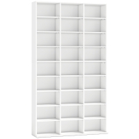 HOMCOM 835 CD/500 DVD Storage Unit, Blu-ray Media Storage Shelf with 27 Compartments and 21 Adjustable Shelves, White