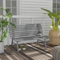 Outsunny Banc de jardin extérieur 2 places assise dossier à lattes, en aluminium, dim. 123 x 67 x 79 cm, gris(m-10)