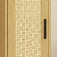 HOMCOM Hoge badkamerkast, smalle kolomkast met open vakken en verstelbare plank, natuurlijke houtlook(m-10)
