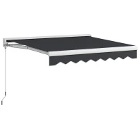 Outsunny Elektrisch/Handmatig Uitschuifbare Zonnescherm, Halfcassette, Afstandsbediening, Aluminium Frame, 2,5 x 2 m, Grijs(m-1)