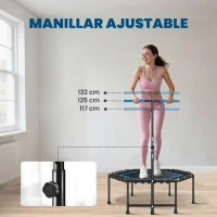 SPORTNOW Trampolín de Fitness 114x114x132 cm con Mango Ajustable de 3 Niveles y Marco de Acero Azul(m-4)