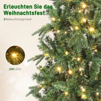 HOMCOM Kunstkerstboom 180 cm kerstboom met 605 dichte takken, 200 warmwitte LEDs Indoor(m-5)