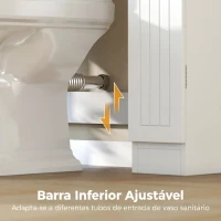 HOMCOM Móvel sobre Sanita com 2 Armários Gaveta Basculante Suportes para Papel e Prateleiras Ajustáveis 88x18x98 cm Branco(m-6)