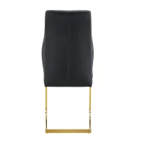 Chaise de salle à manger matelassée motif losange, dossier haut ergonomique, lot de 2, 43x63x100 cm, Noir+Or(m-12)