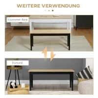 HOMCOM Moderne bank voor 2 personen, houten bank, massief hout, gelakt, naturel + zwart(m-6)