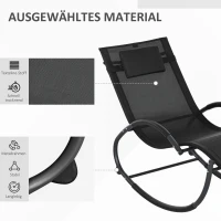 Outsunny Tuinschommelstoel Ligstoel, inclusief hoofdsteun, 155 cm x 61 cm x 88 cm, Zwart(m-7)