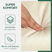 HOMCOM Relaxfauteuil met Hocker, 145° Kantelbare Rugleuning, 360° Draaibaar, Kunstleer, Crèmewit(m-6)