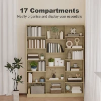 HOMCOM Bookcase with Open Storage, 6-Tier Bookshelf with Anti-Tipping Hardware, Oak(m-4)
