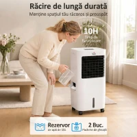 HOMCOM Răcitor Evaporativ și Ventilator cu Gheață 3 în 1 cu 3 Viteze și Cronometru, 32x37x74 cm, Alb(m-5)
