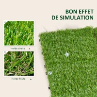 HOMCOM Gazon synthétique Artificiel Set de 10 Dalles Carreaux 30 x 30 cm épaisseur Confort 3,5 cm à emboîter Vert(m-6)