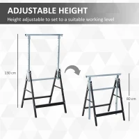 HOMCOM Set of 2 Adjustable Telescopic Builders Trestle, DIY Steel Work Bench Carpenter, Folding Saw Horse Tools Black(m-4)