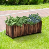 Outsunny Wooden Raised Garden Bed, 120 x 50 x 45cm Elevated Planter Box, Outdoor Flower Bed with Drainage Gaps, Easy Assembly(m-10)