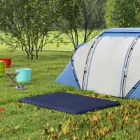 Outsunny Double Inflatable Mattress, with Built-In Pump - Blue(m-10)