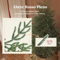 HOMCOM Albero di Natale Artificiale da 150 cm e Ignifugo con 1375 Rami Realistici, Base in Metallo Pieghevole(m-4)