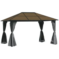 Outsunny paviljoen 3 x 4 m tuinpaviljoen partytent met zijdelen PC dak aluminium donkergrijs(m-11)