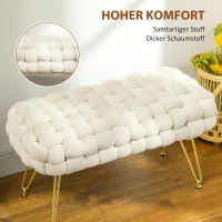 HOMCOM Moderne zitkruk met metalen poten, gestoffeerde zitting, voor woonkamer, slaapkamer, hal, Cremewit(m-6)