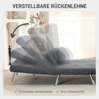 HOMCOM Fauteuil met Bedfunctie, 2-in-1 Ontwerp, Slaapfauteuil, Gastbed, Stofbekleding, met Kussen, Donkergrijs(m-5)