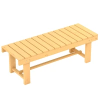 Outsunny Tuinbank 2-zits zitbank houten bank tuinmeubelen massief hout naturel 1,1 m(m-11)