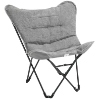 Outsunny Chaise de camping chaise de plage pliable assise large et rembourrée pliante pour pêche 88 x 74 x 84 cm gris clair(m-1)