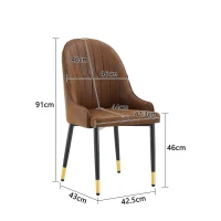 Lot de 2 chaises de salle à manger, dossier motif éclair stylé, déperlante et facile d'entretien, 47.3x44x91 cm, Marron+Noir(m-3)