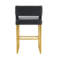 Lot de 2 tabourets de bar nordiques, design carré moderne, imperméable et facile à nettoyer, 48x53.3x91.4 cm, Noir+Doré(m-12)