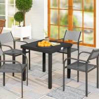Outsunny 78 cm Garden Dining Table for 4 People, Square Outdoor Coffee End Side Table with Aluminium Legs, Black(m-2)