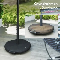 Outsunny Parasol Ø300 cm Kantelbaar Balkonparasol met Draaihendel, Kruisvoet en Zandzak, UV 30+ Inklapbaar Crèmewit(m-4)